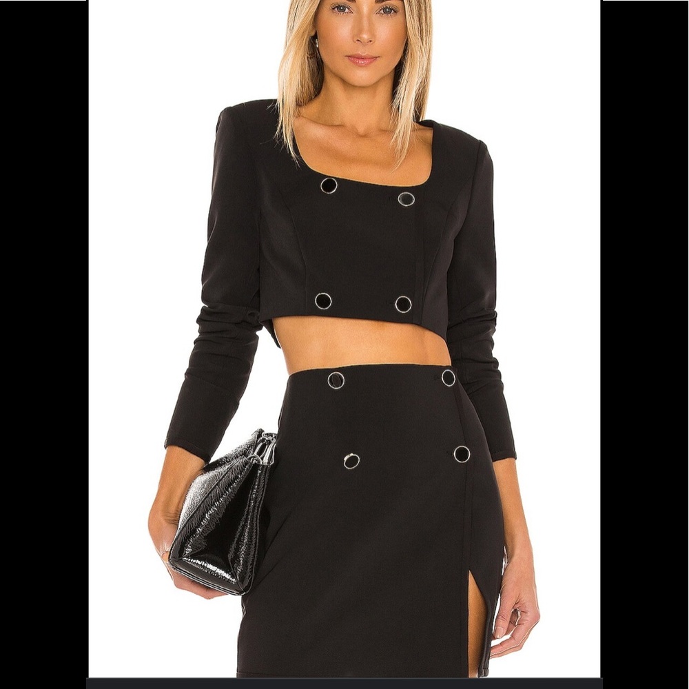 Revolve NWT Nico Black Crop Jacket and Mini Skirt